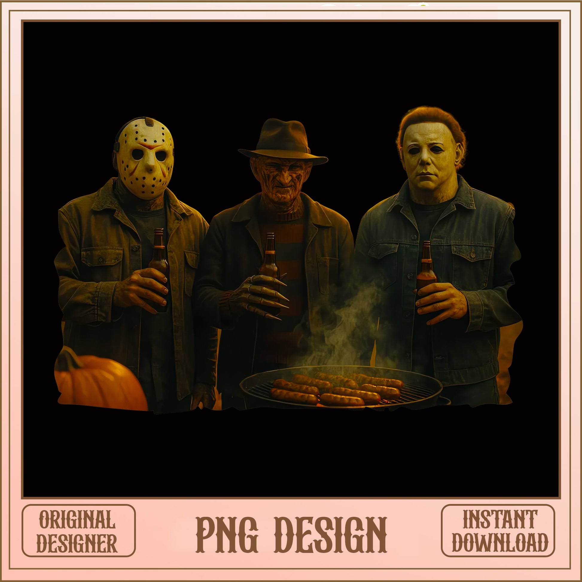 Horror Characters BBQ PNG, Jason Freddy Michael Myers PNG, Halloween PNG