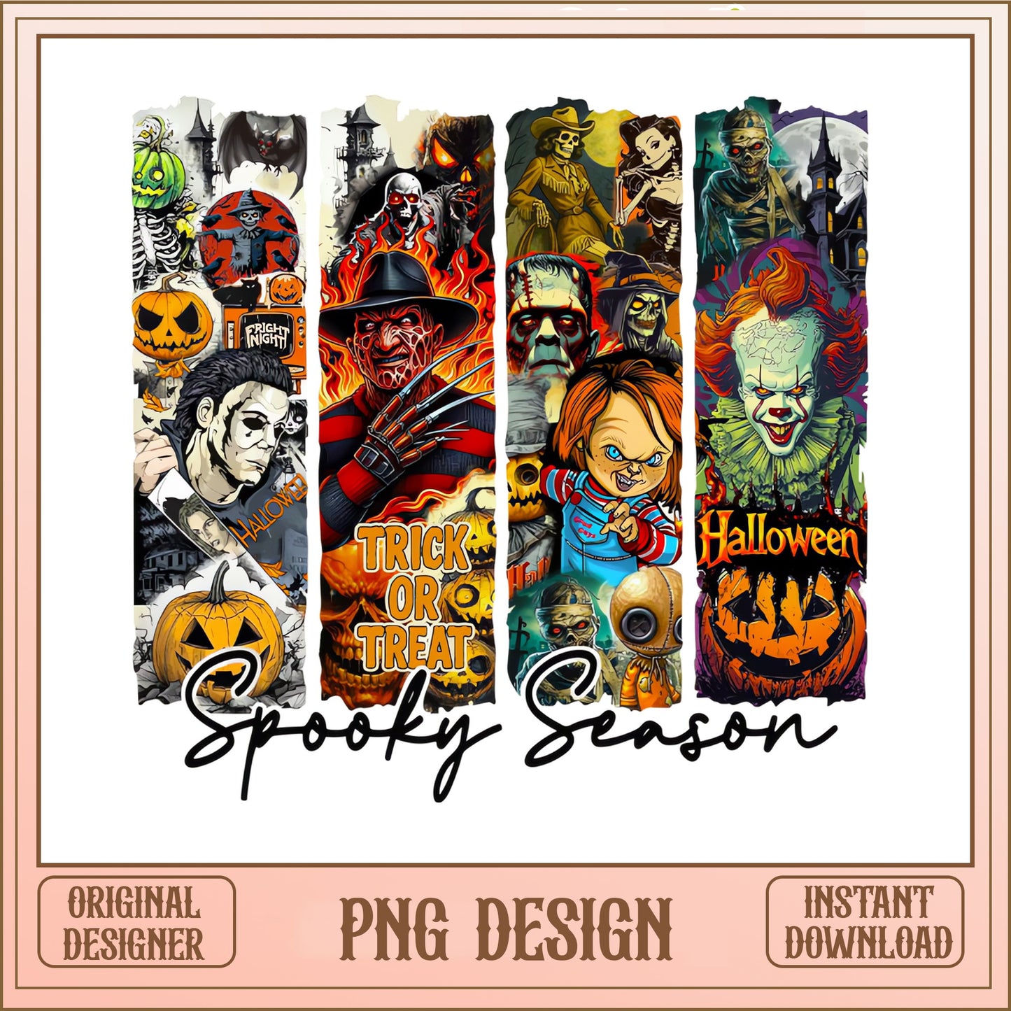 Horror Characters Spooky Season PNG, Halloween Tumbler PNG, Trick Or Treat PNG