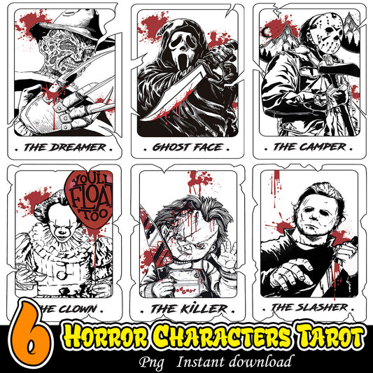 Horror Characters Tarot Bundle Png, Halloween tarot card bundle