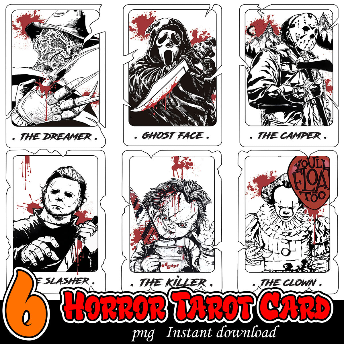 Horror Characters Tarot Card Bundle png, Horror cards bundle