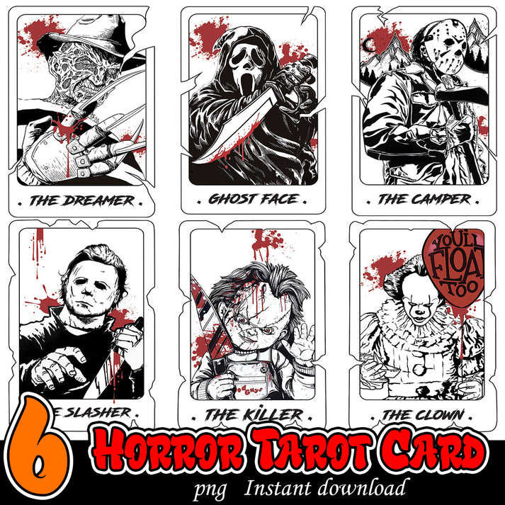 Horror Characters Tarot Card Bundle png, Horror cards bundle – svg ...