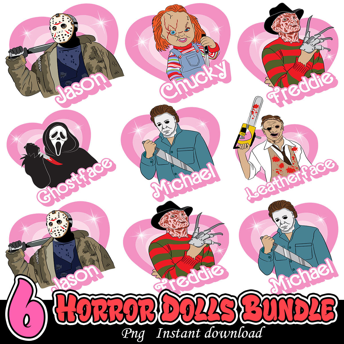 Barbie Halloween Killers Png, Pink Halloween art bundle