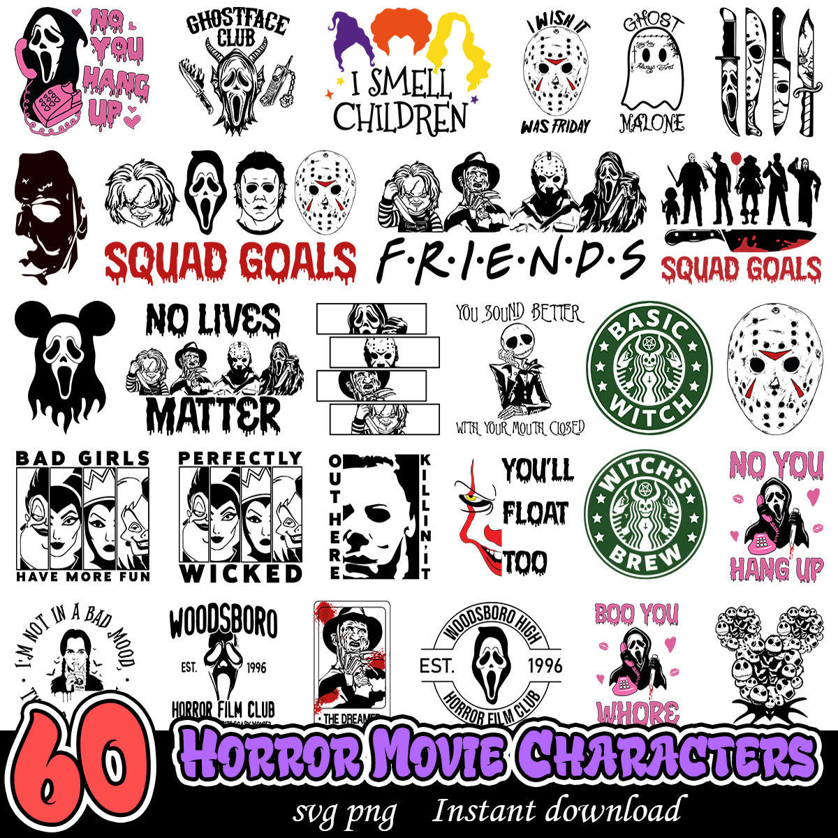 Horror Movie Characters Bundle svg, Horror character bundle