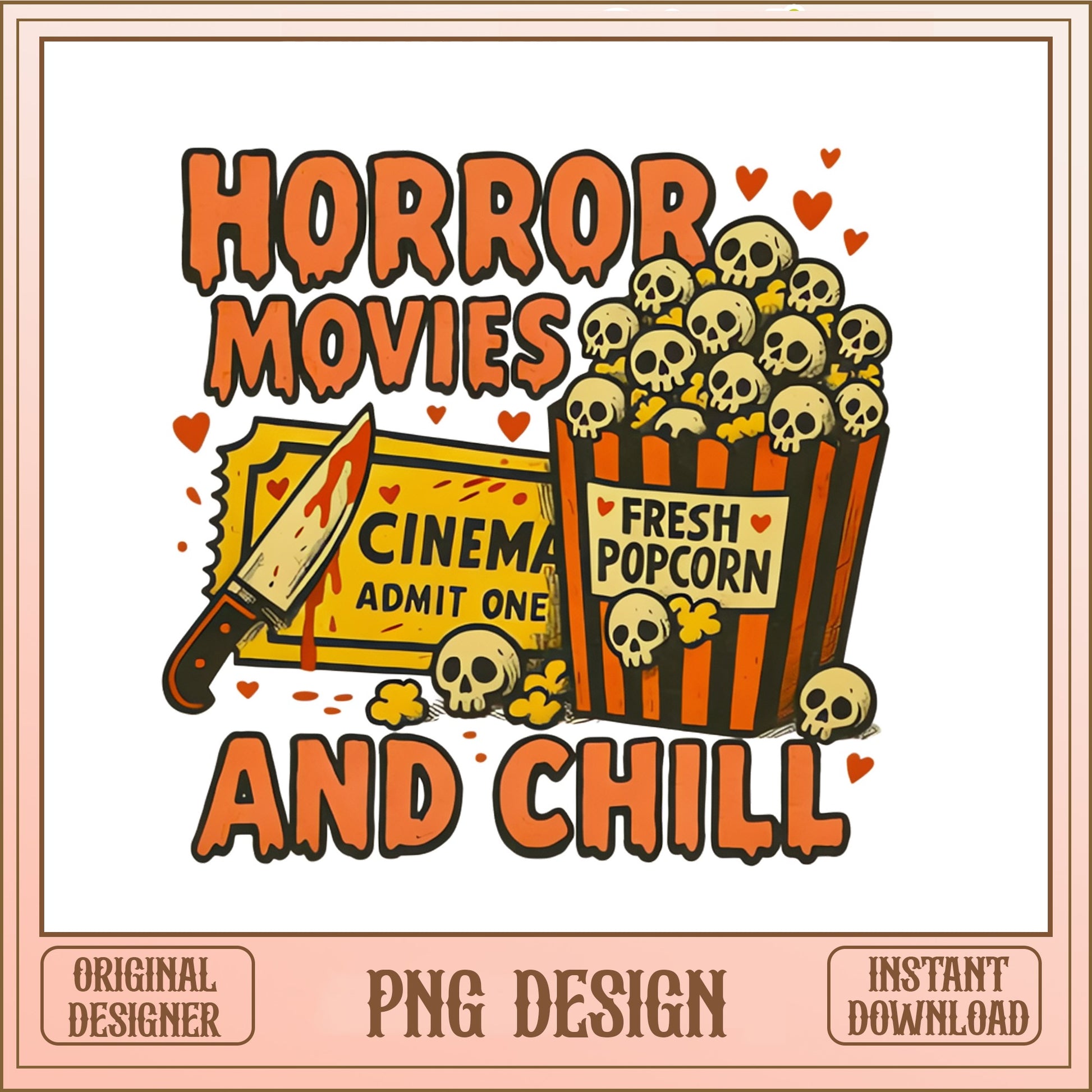 Horror Movies And Chill PNG, Halloween Popcorn PNG, Spooky PNG