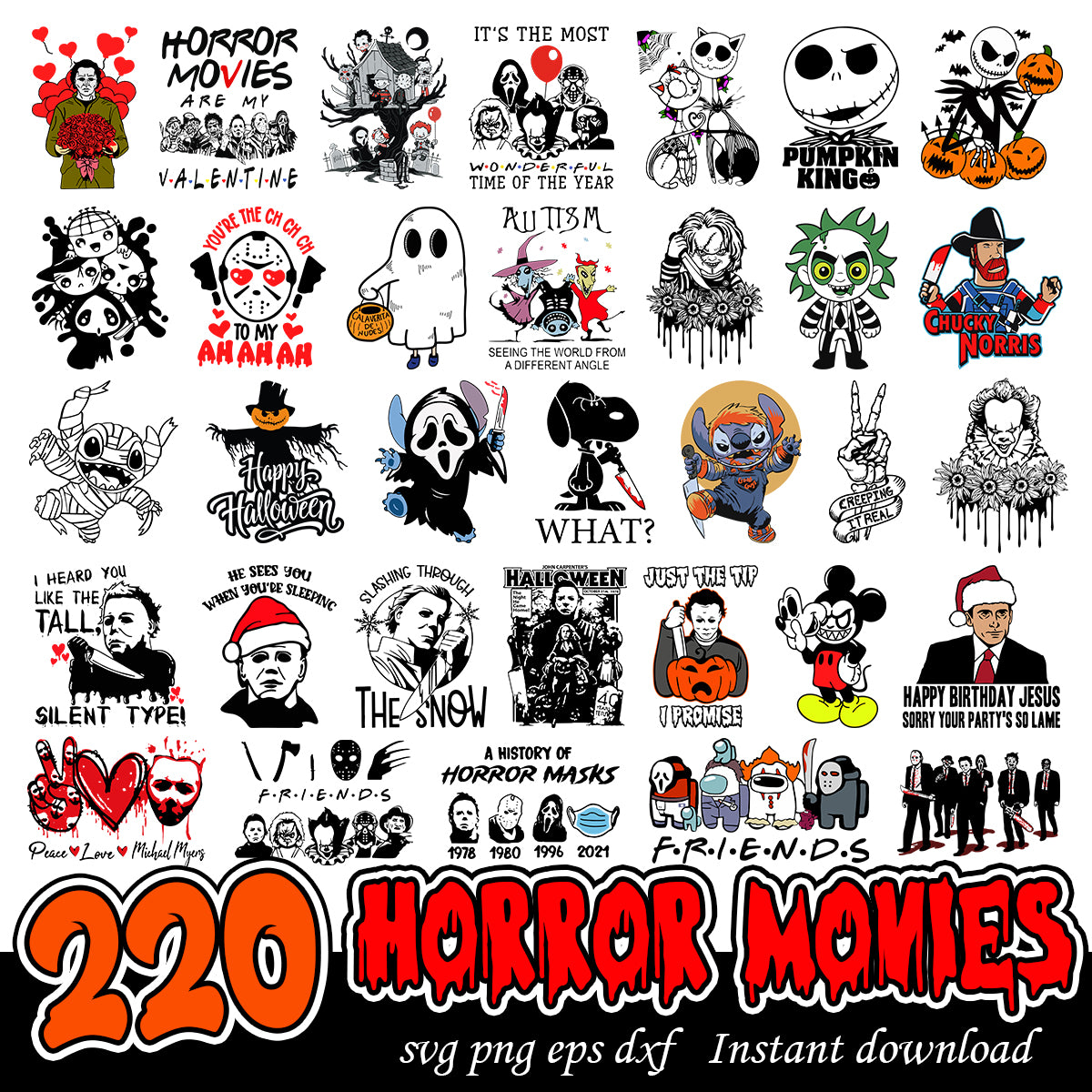 Horror Characters movies Bundle Svg, Horror killers svg bundle