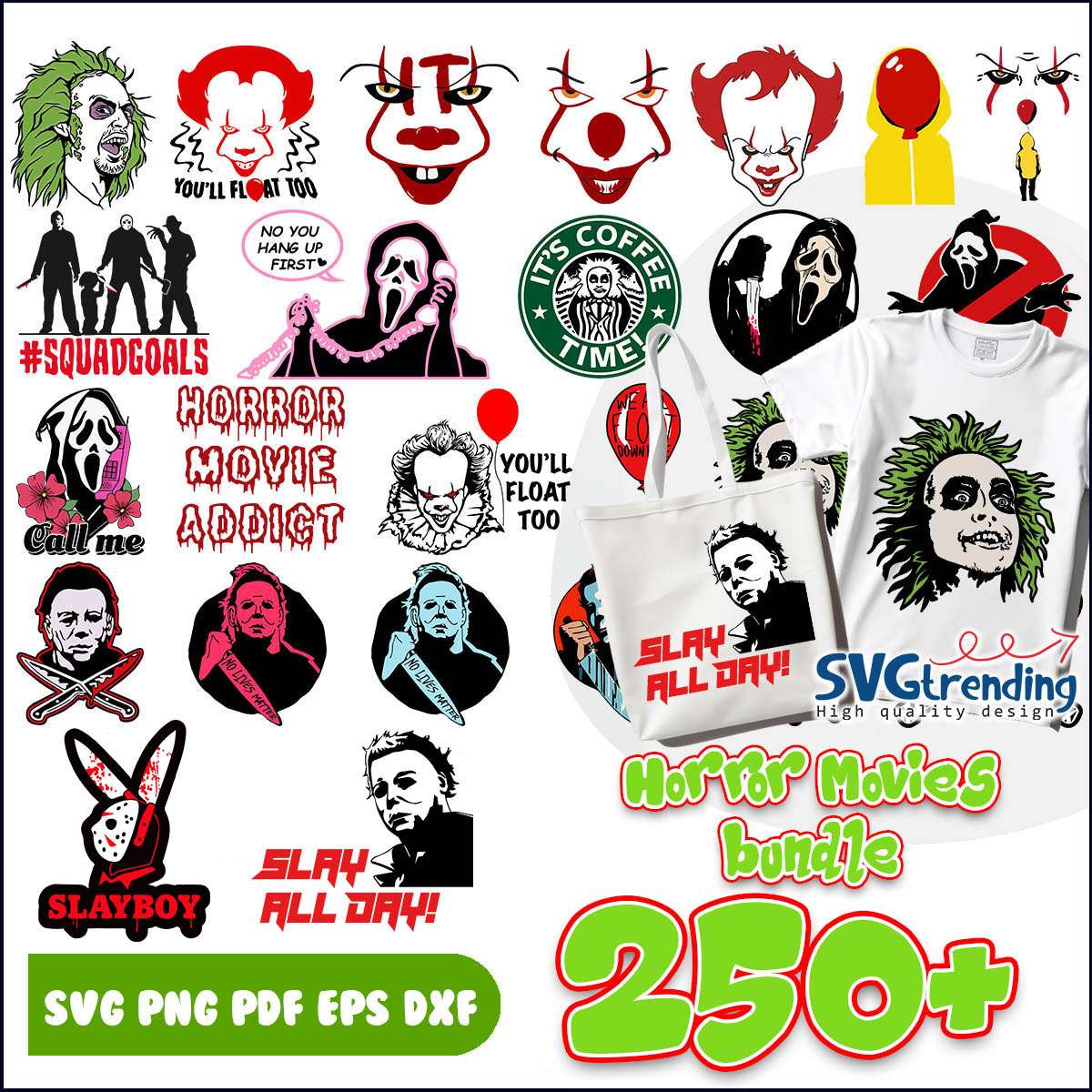 Horror Movies killers SVG, Halloween killers art bundle