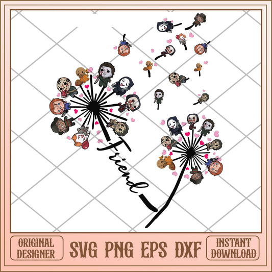 Horror characters chibi Dandelion halloween svg, Horror characters svg, digital download