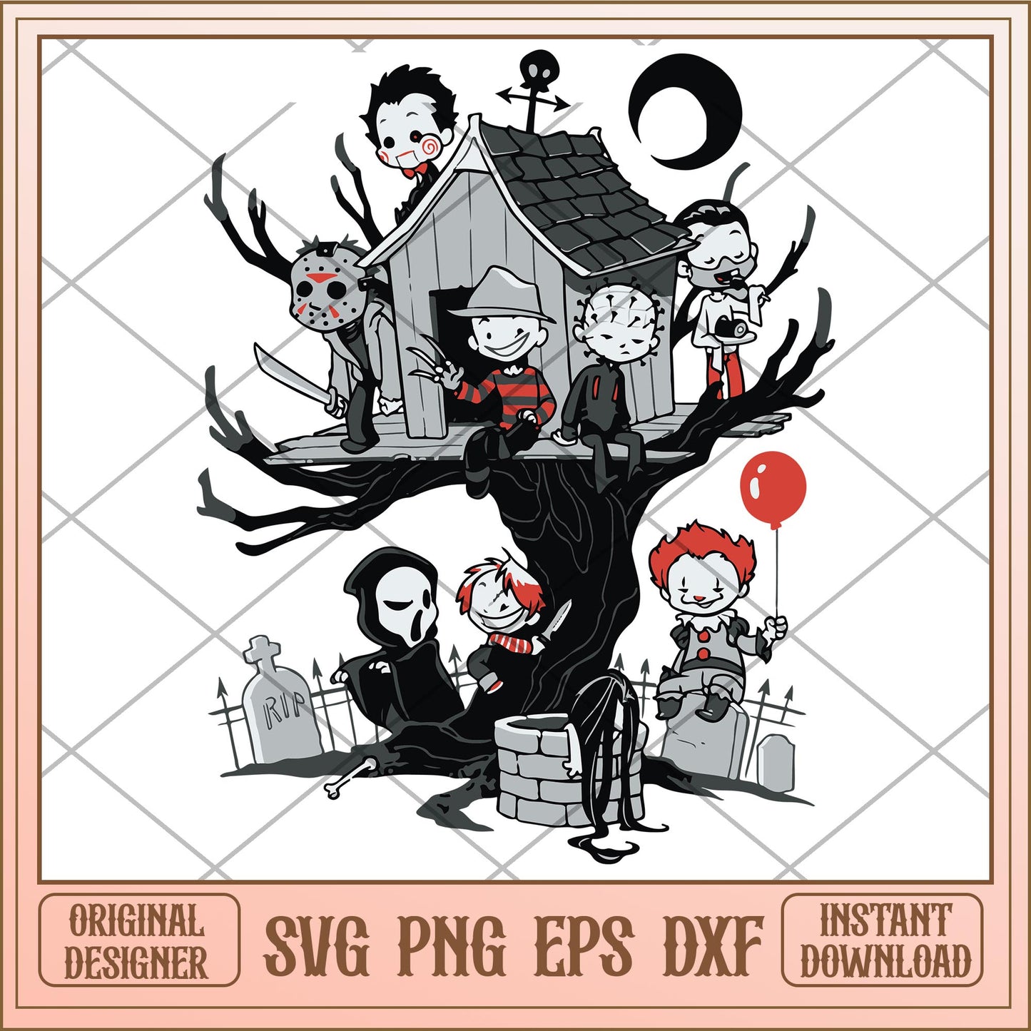 Horror characters with treehouse svg, Horror characters svg, digital download
