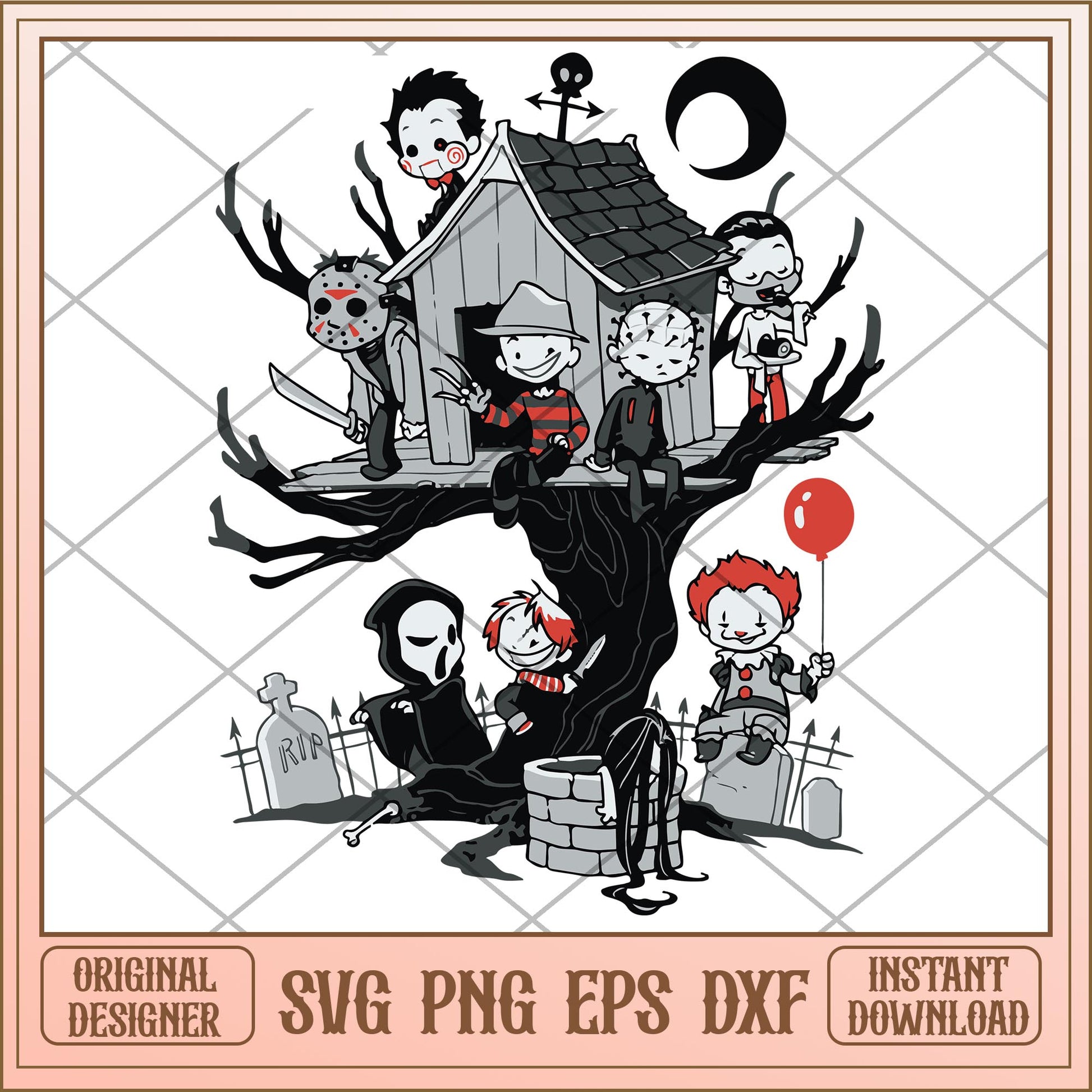 Horror characters with treehouse svg, Horror characters svg, digital download