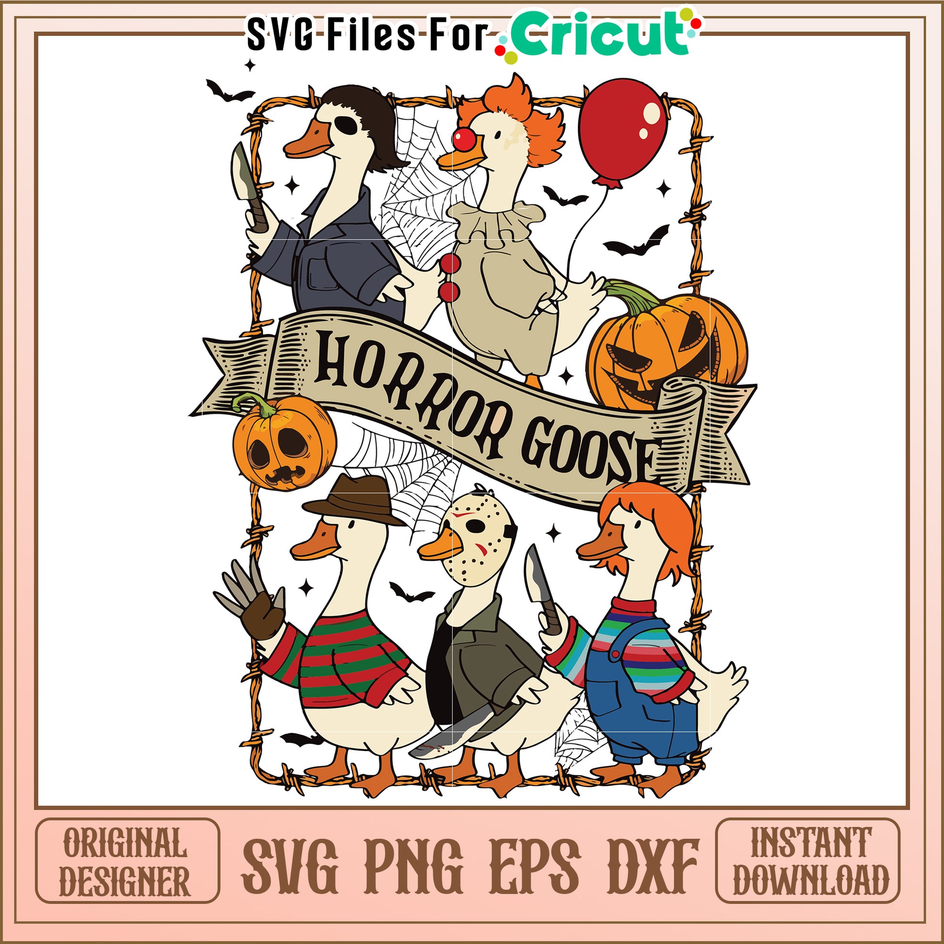 Horror goose svg, spooky goose design svg, creepy honking bird svg, halloween svg 