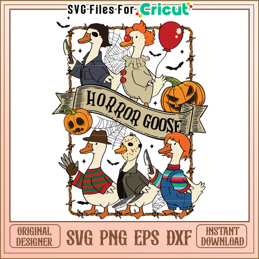 Horror goose svg, spooky goose design svg, creepy honking bird svg, halloween svg 
