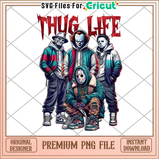 Horror mivie characters thug life design png, halloween holiday png, horror halloween png