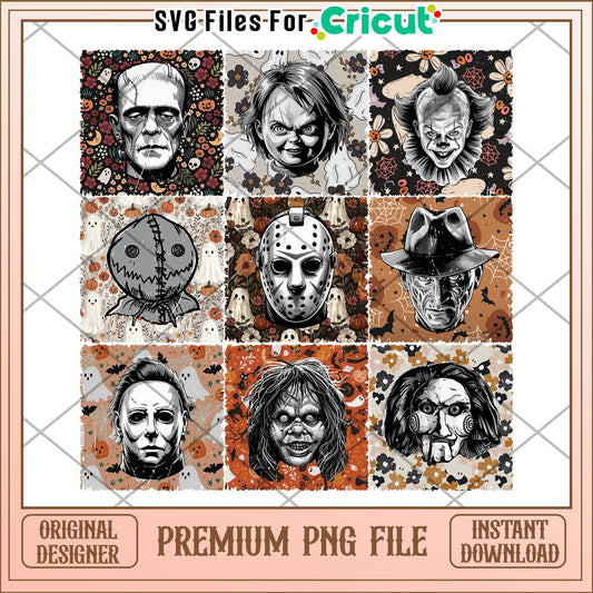 Horror movie characters halloween design png, greatest time of the year png, halloween costume png