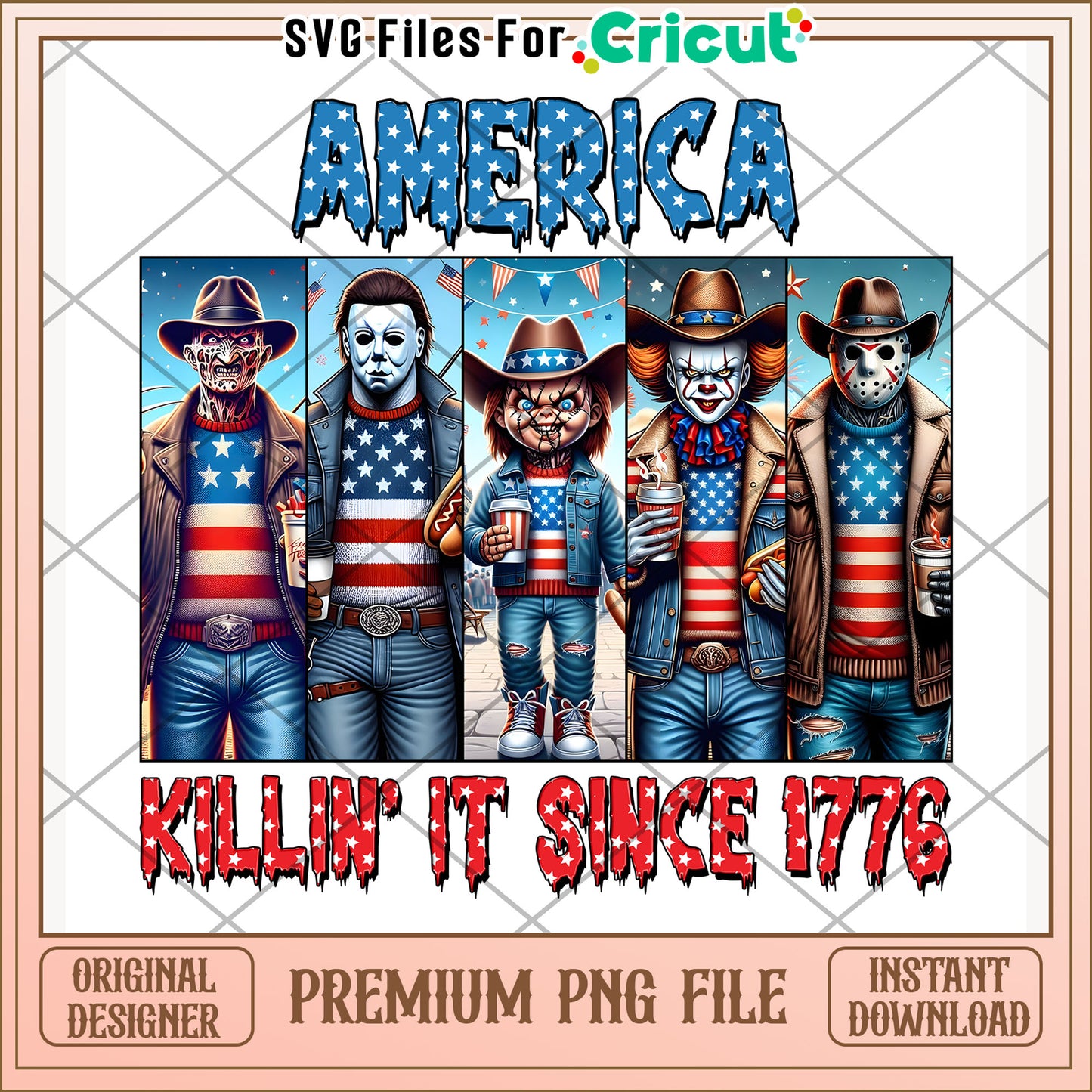 Horror movie characters killin it since 1776 png, independence day png, freedom america  quotes png