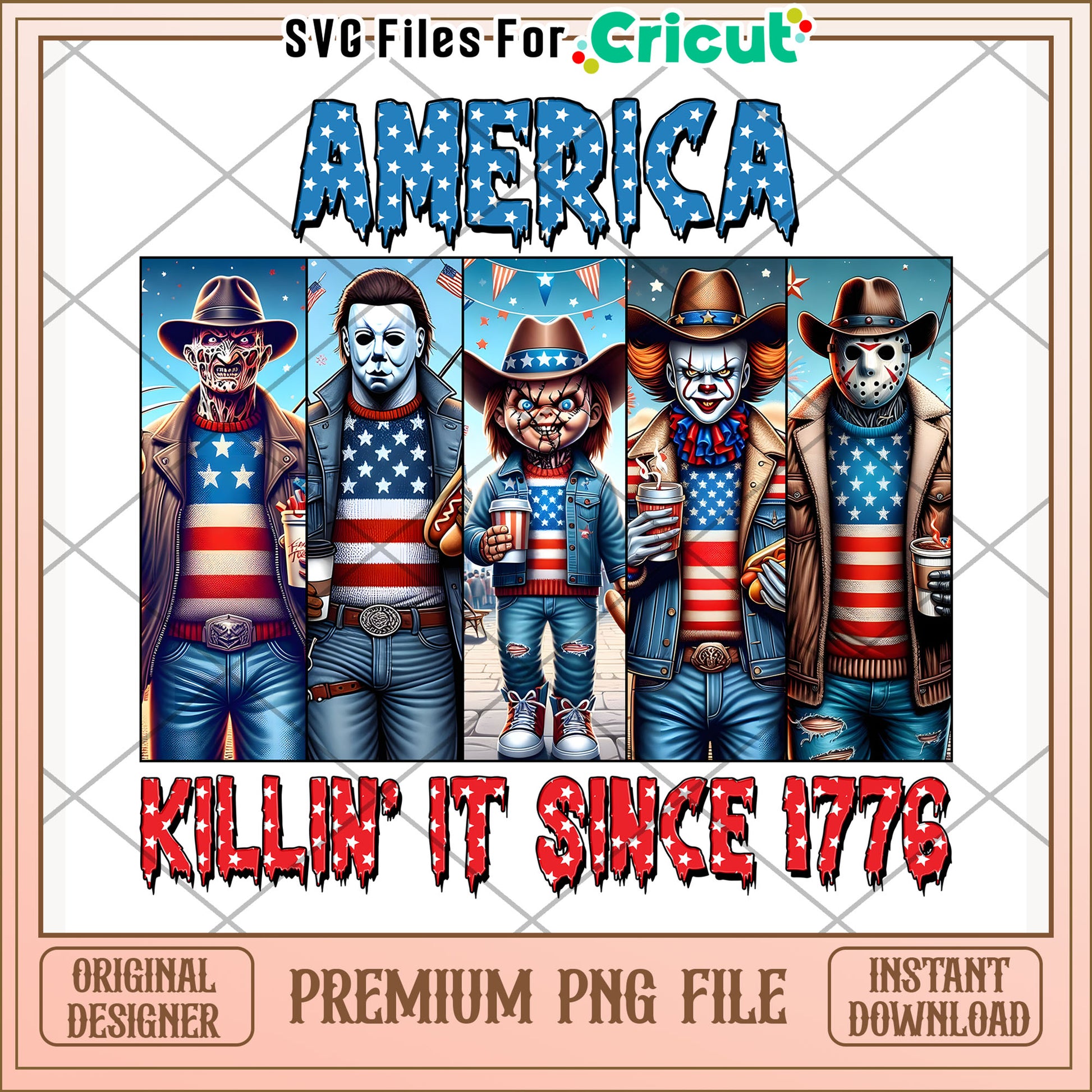 Horror movie characters killin it since 1776 png, independence day png, freedom america  quotes png
