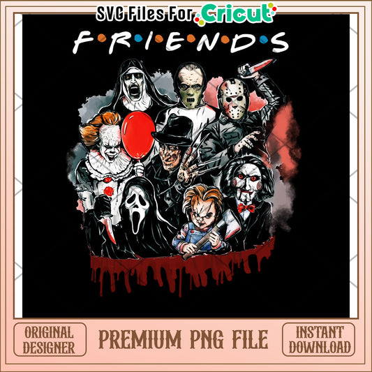 Horror movie characters png, happy halloween​ png, spooky quotes png