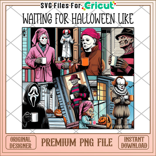 Horror movie character waiting for halloween png, horror movie characters png, horror movie png
