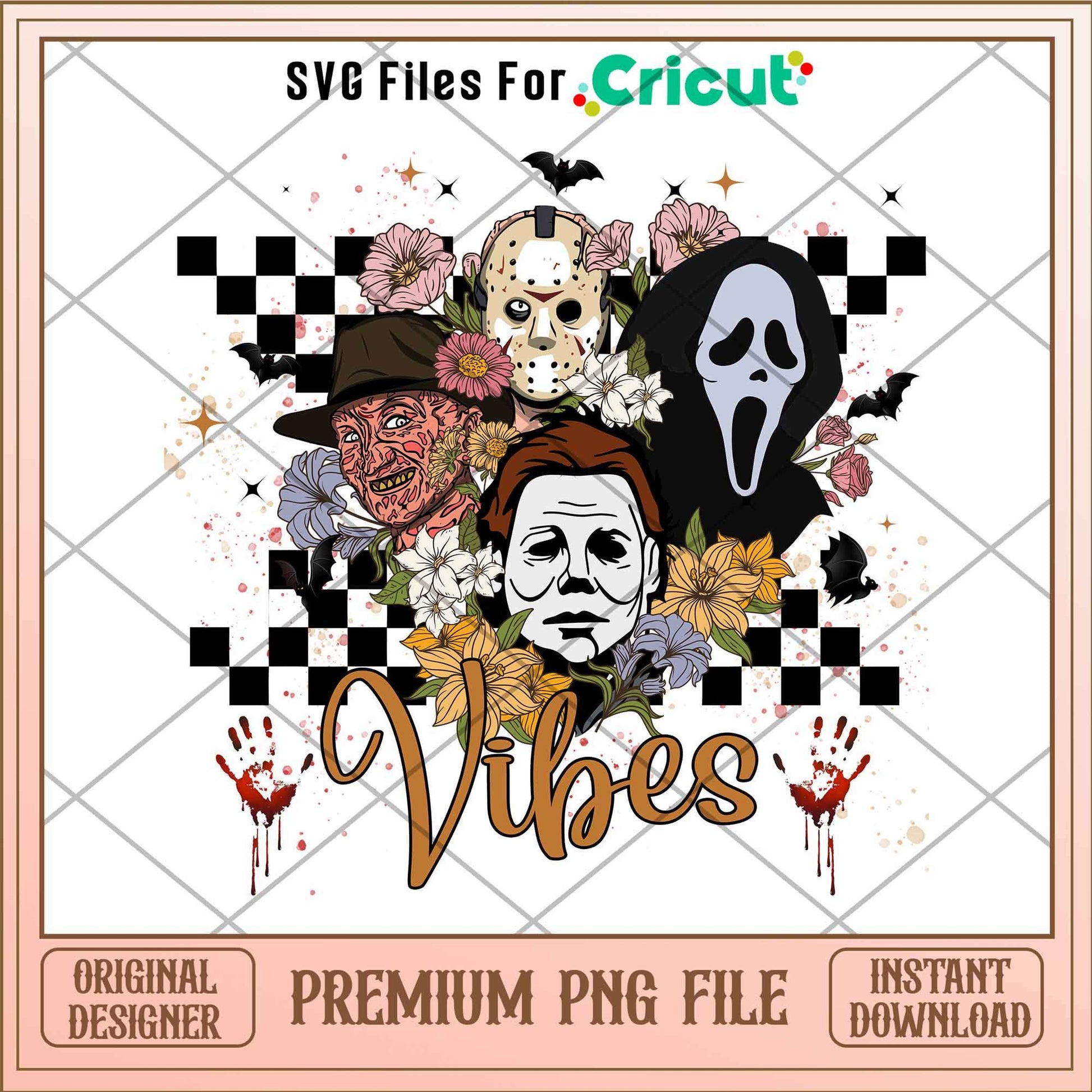 Horror vibes movie Halloween png, Horror Characters png, Digital Download