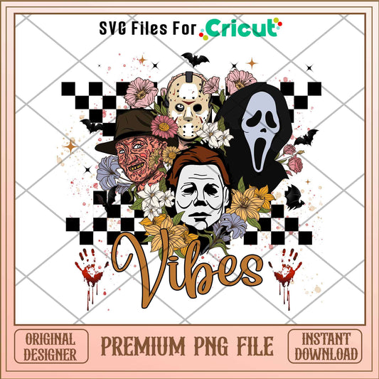 Horror vibes movie Halloween png, Horror Characters png, Digital Download