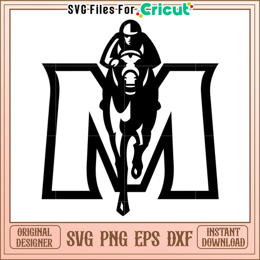 Horse Racing Monogram M Design, SVG PNG EPS DXF File for Cricut Crafting