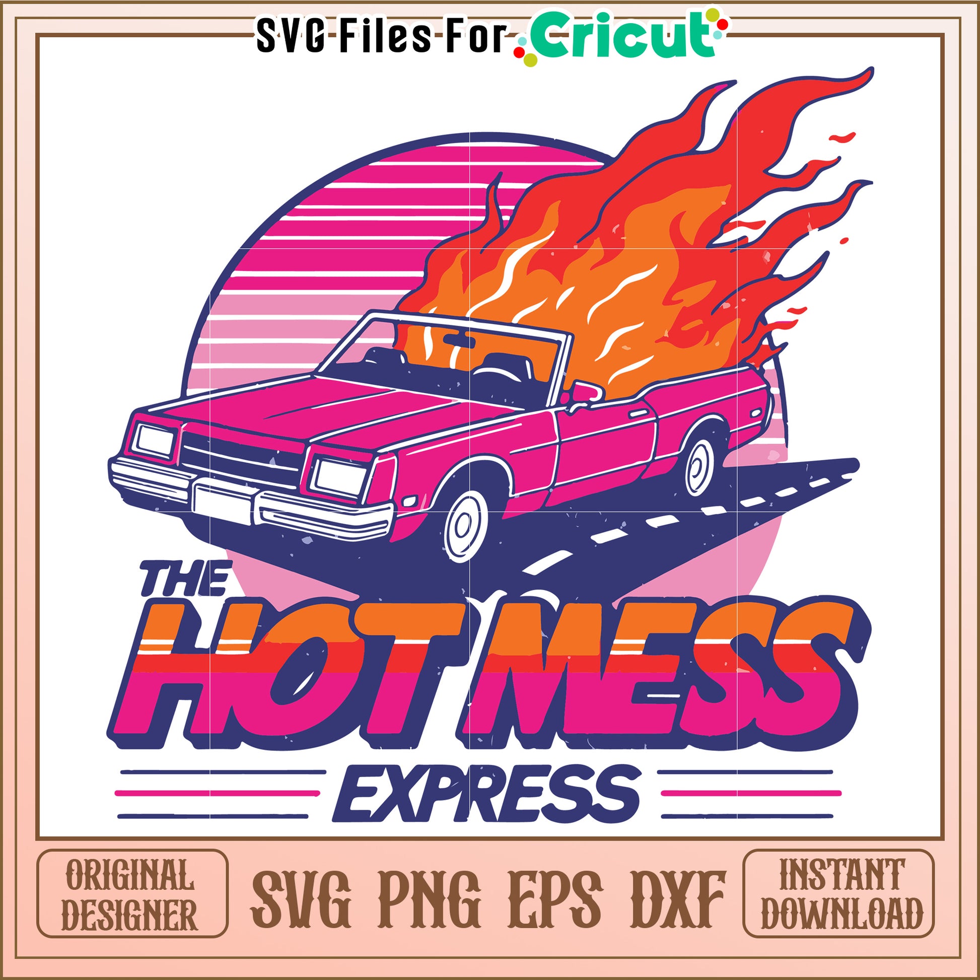 Hot Mess Express car graphic design for unique style, vibrant colors and retro vibes
