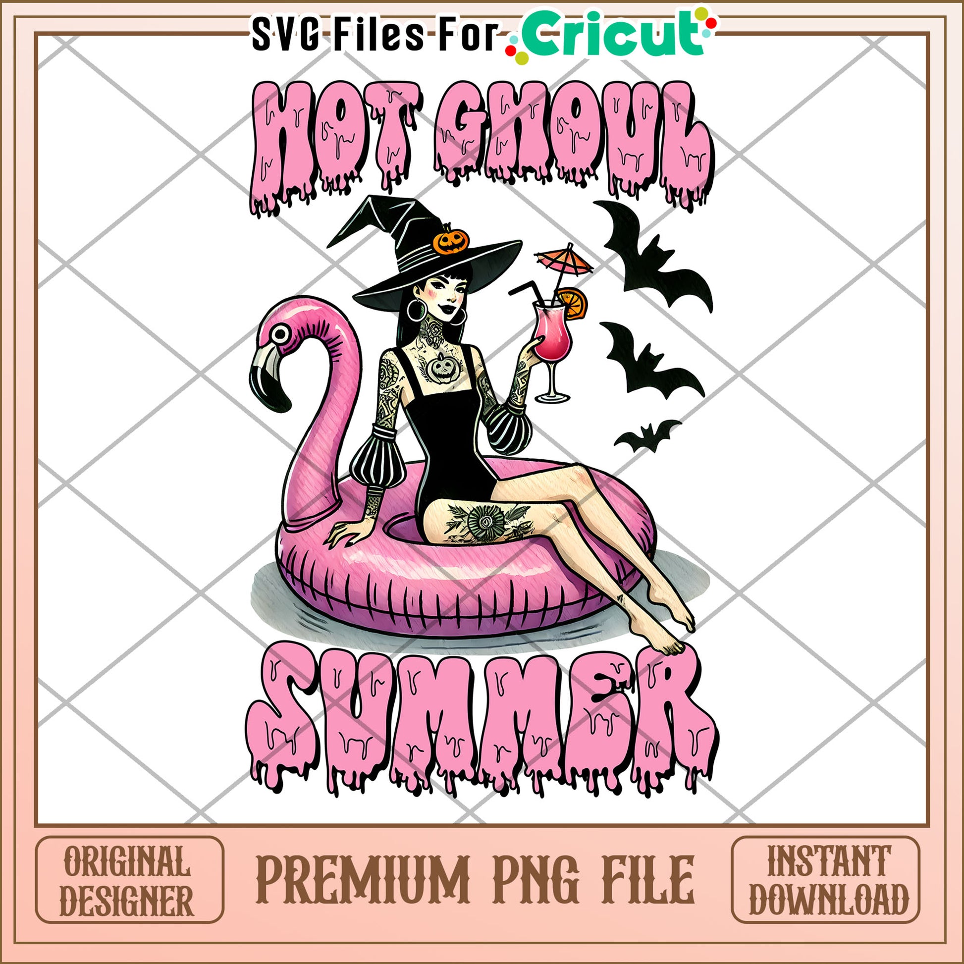 Hot ghoul summer png, halloween decorations png, halloween cartoon png