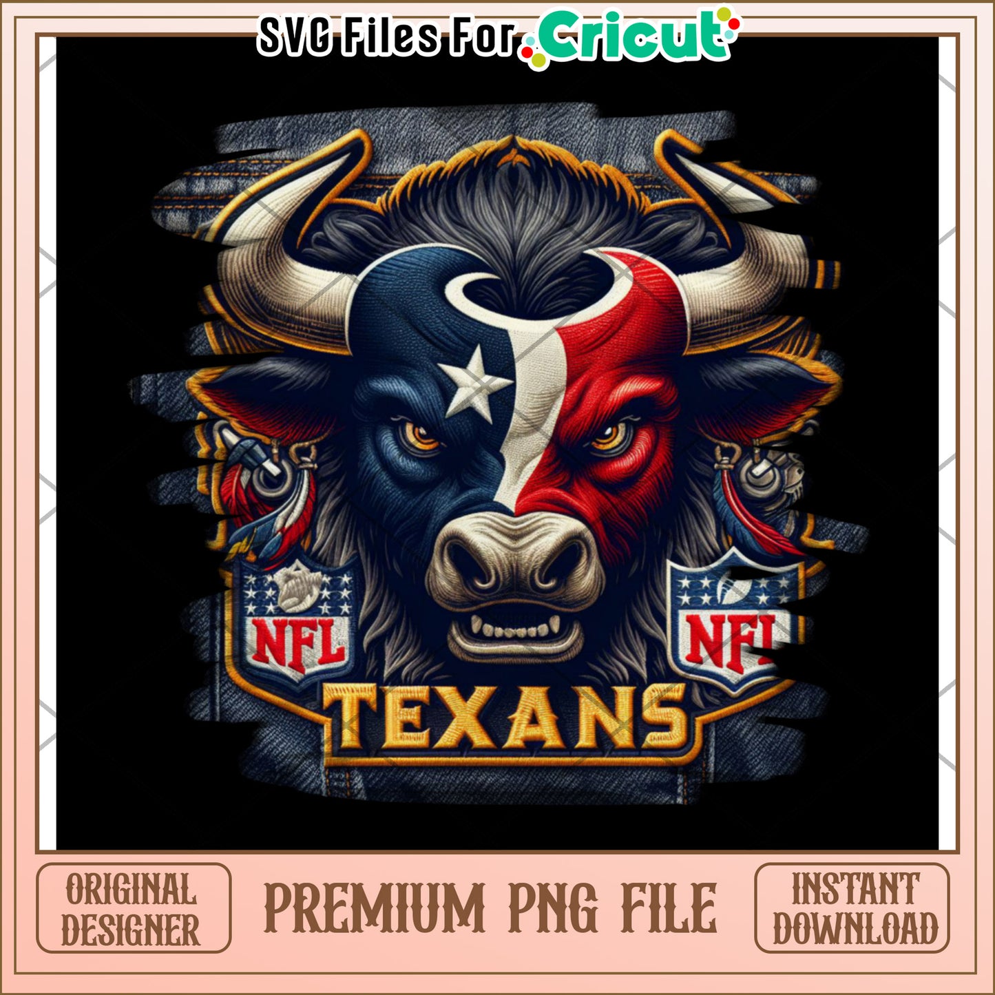 Houston Texans Bull Graphic, premium PNG file for crafting projects