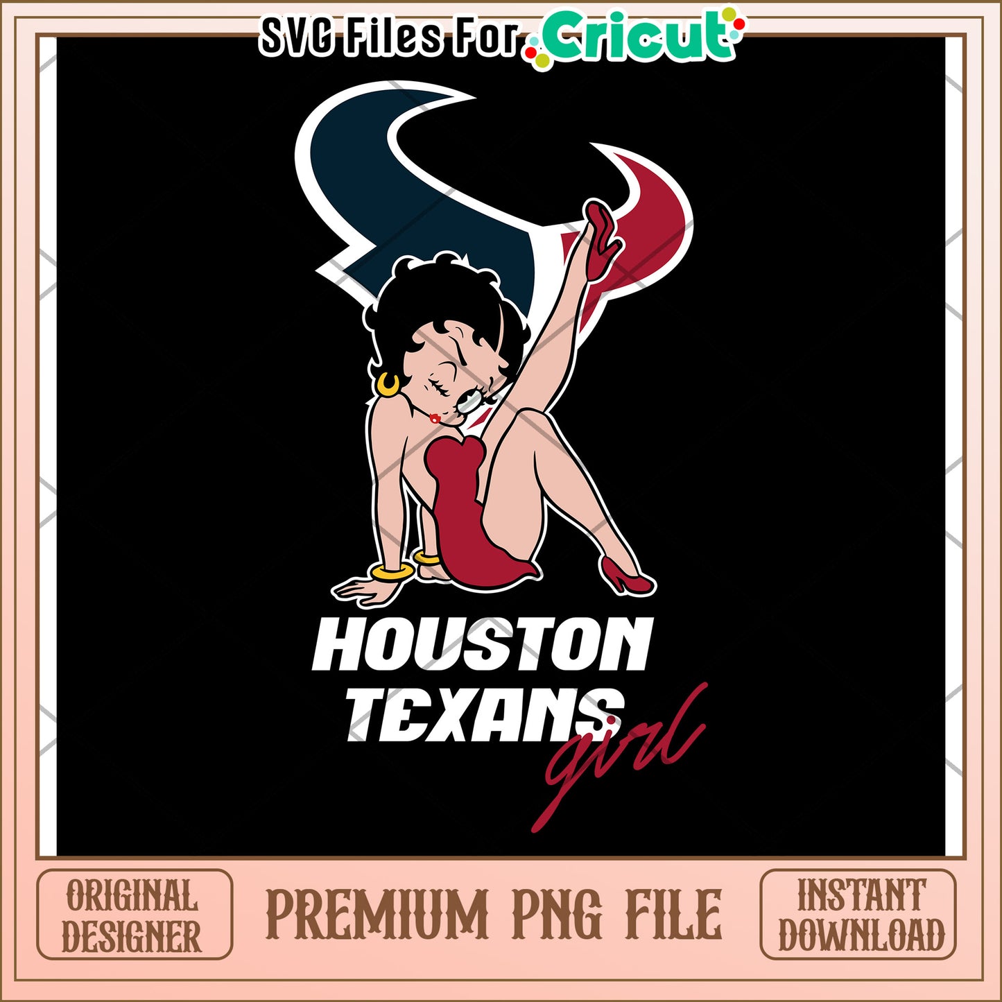 Houston Texans Girl PNG Design, Perfect for Cricut Projects