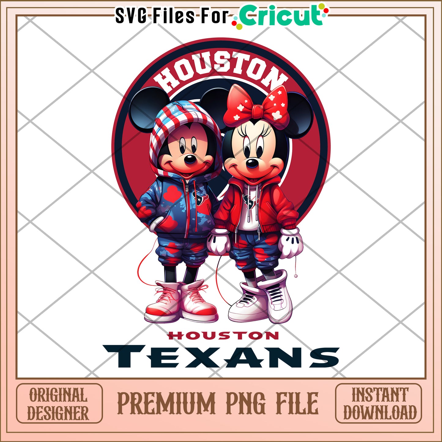 Houston Texans Mickey and Minnie Mouse PNG design, perfect for crafts