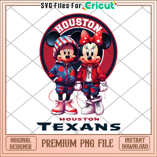 Houston Texans Mickey and Minnie Mouse PNG design, perfect for crafts