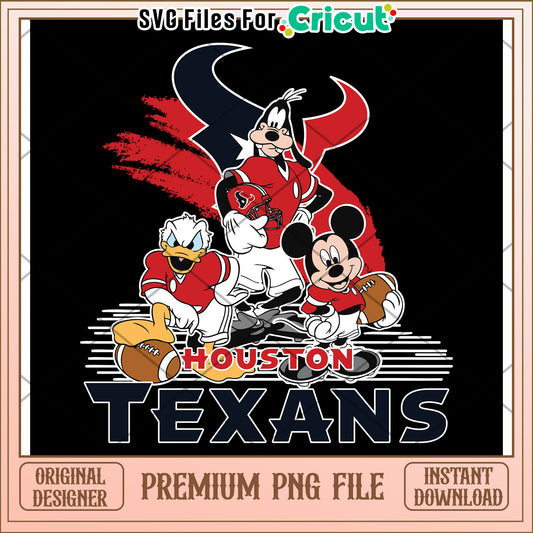 Houston Texans PNG File with Disney Characters, Instant Download Design