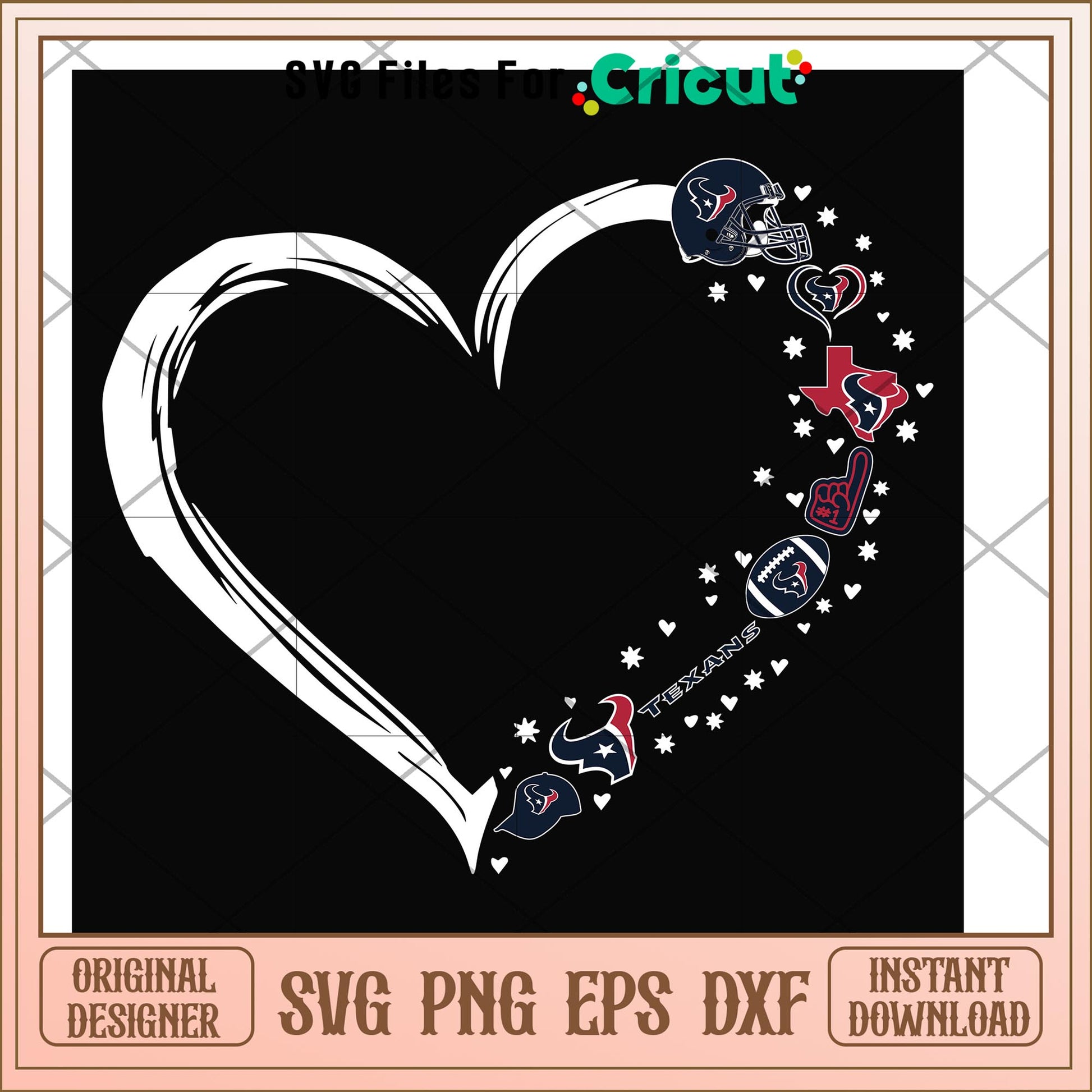 Houston Texans heart shape svg, Houston Texans svg, new nfl svg
