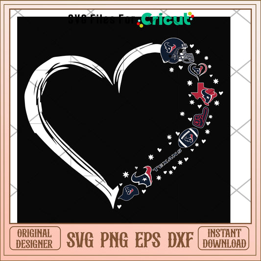 Houston Texans heart shape svg, Houston Texans svg, new nfl svg