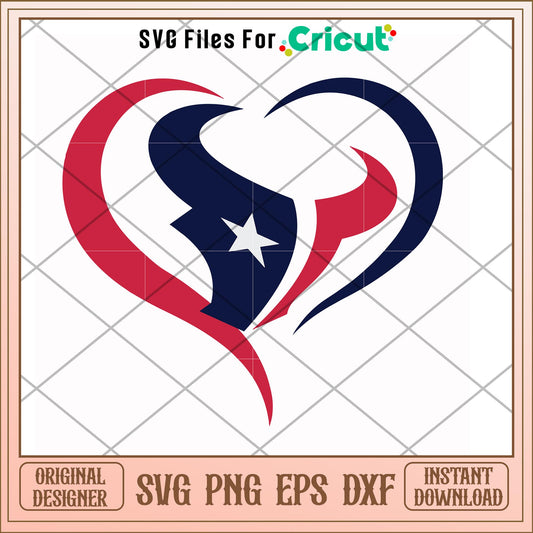 Houston Texans logo heart shape svg, heart svg, new nfl svg