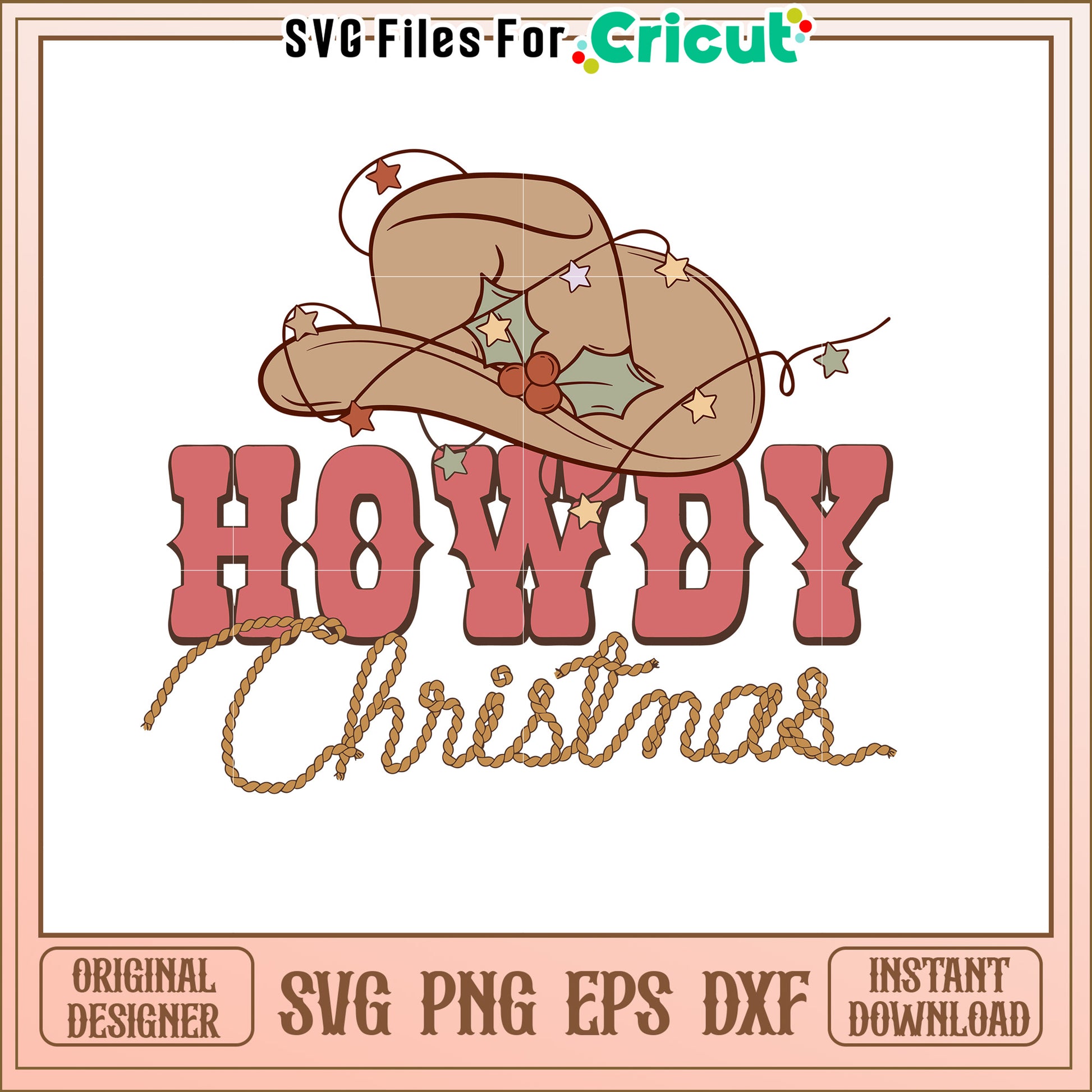 Howdy Christmas Cowboy Hat SVG