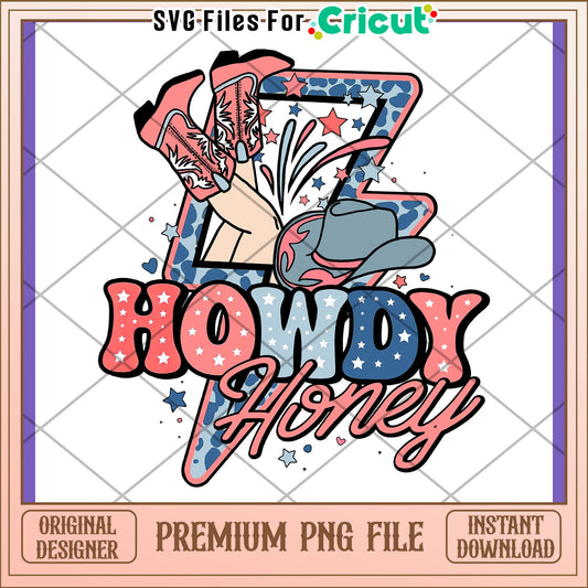 Howdy Honey PNG Design Cowboy Boots & Hat