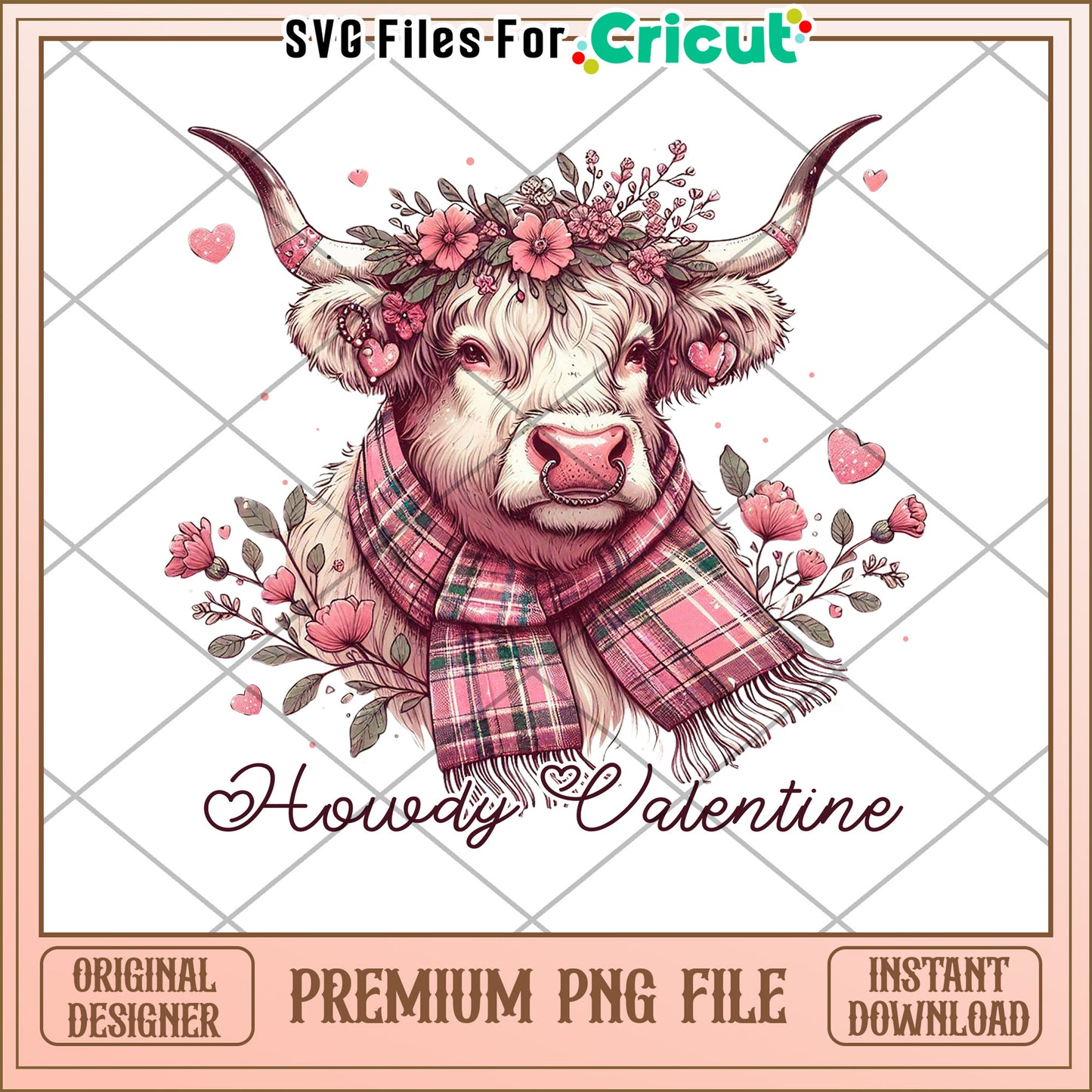 Howdy Valentine Cow PNG File