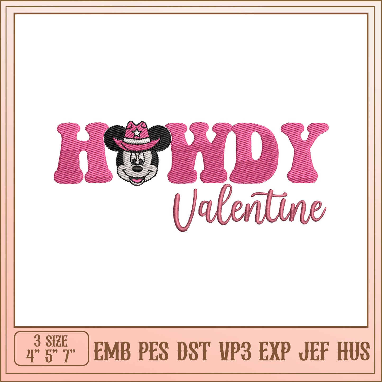 Howdy Valentine Minnie Embroidery