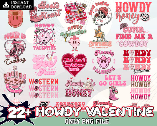 Howdy pink valentine bundle png, western valentines​ png