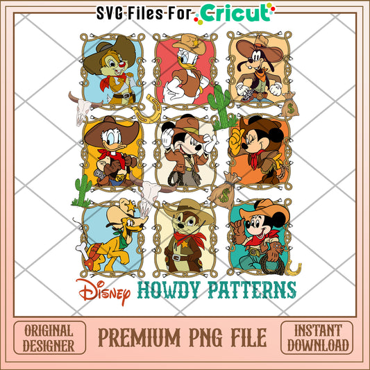 Howdy patterns png, mickey mouse characters png, mickey disney png