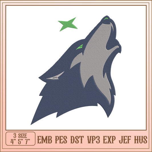 Howling Wolf Embroidery Design