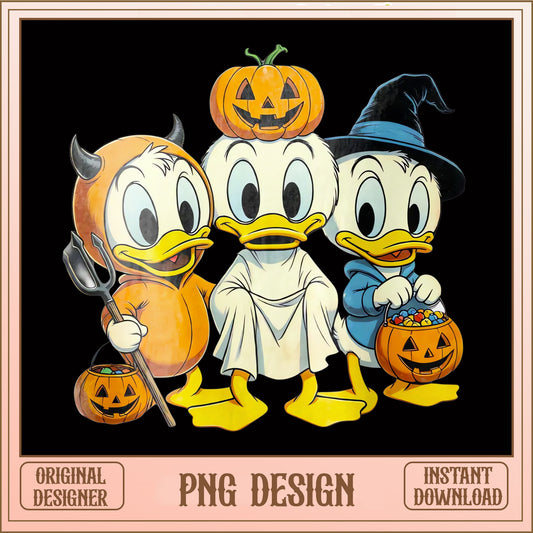Huey Dewey Louie Halloween PNG, Disney Duck Costume, Trick Or Treat PNG