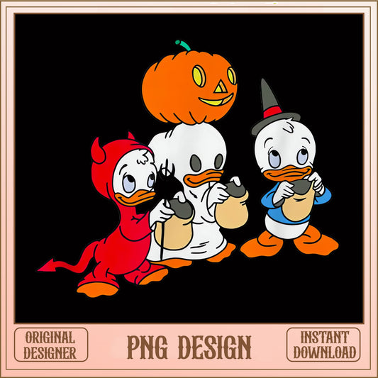 Huey Dewey Louie Trick Or Treat PNG, Halloween Duck PNG, Disney PNG