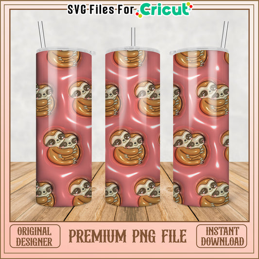 Hugging Sloths Tumbler PNG Design
