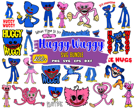 Huggy wuggy cartoon bundle svg, huggy wuggy characters​ svg