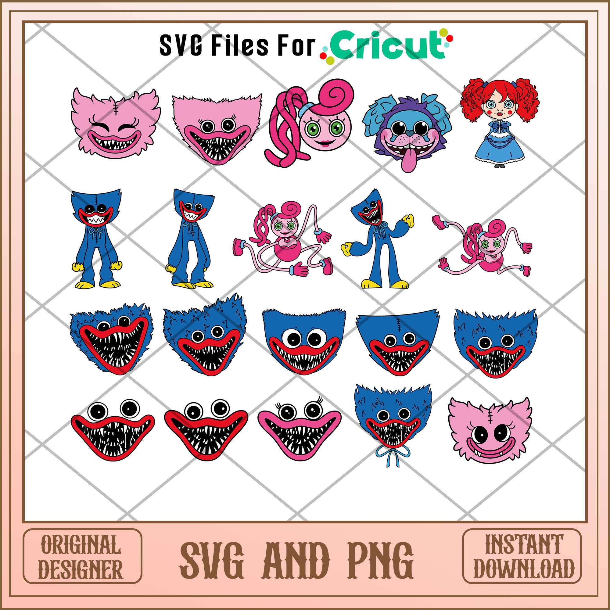 Huggy wuggy cartoon cute art svg bundle – svg files for cricut