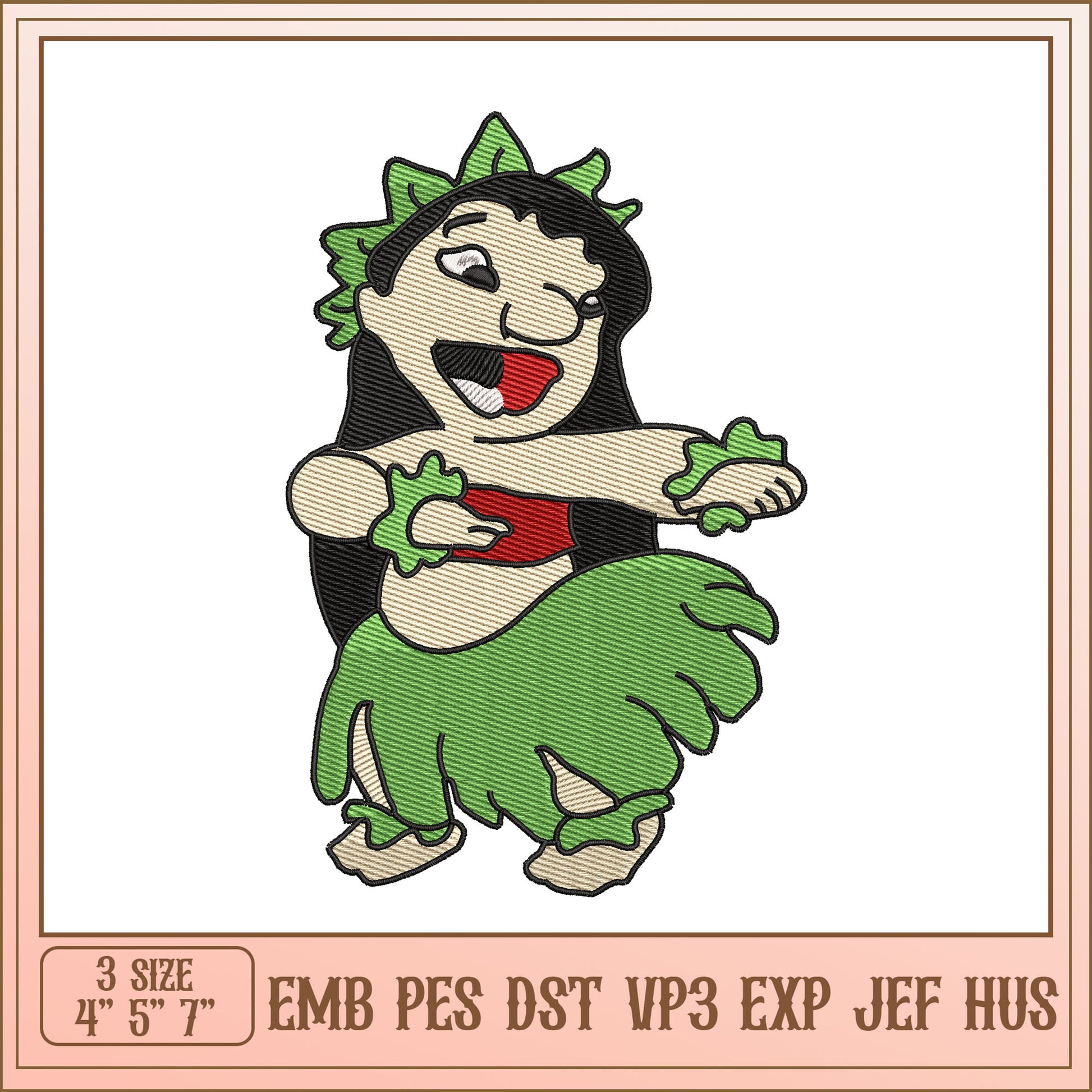 Hula Girl Embroidery Design