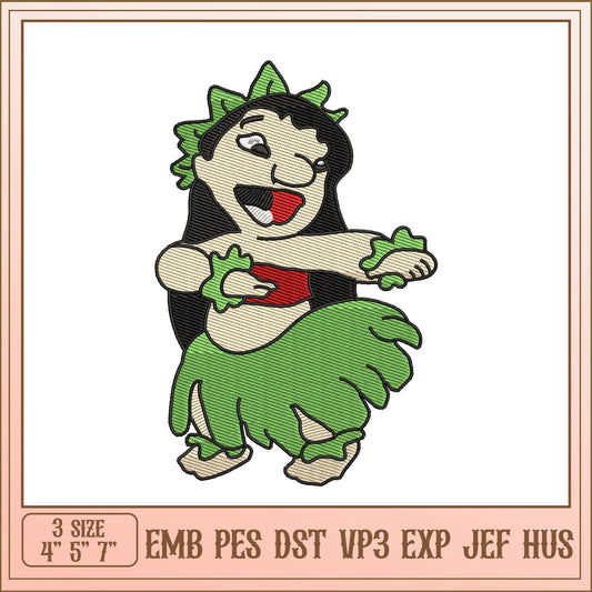 Hula Girl Embroidery Design