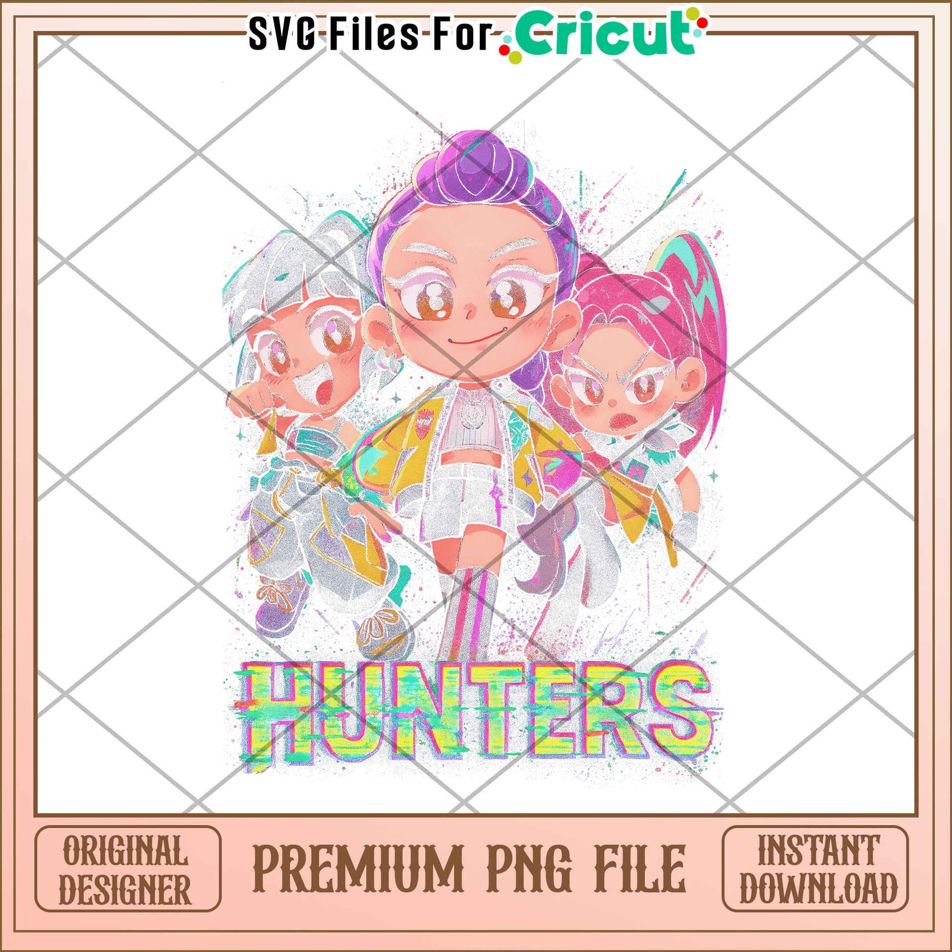 Hunters chibi girls png, saja boys and huntrix png, kpop cartoon png