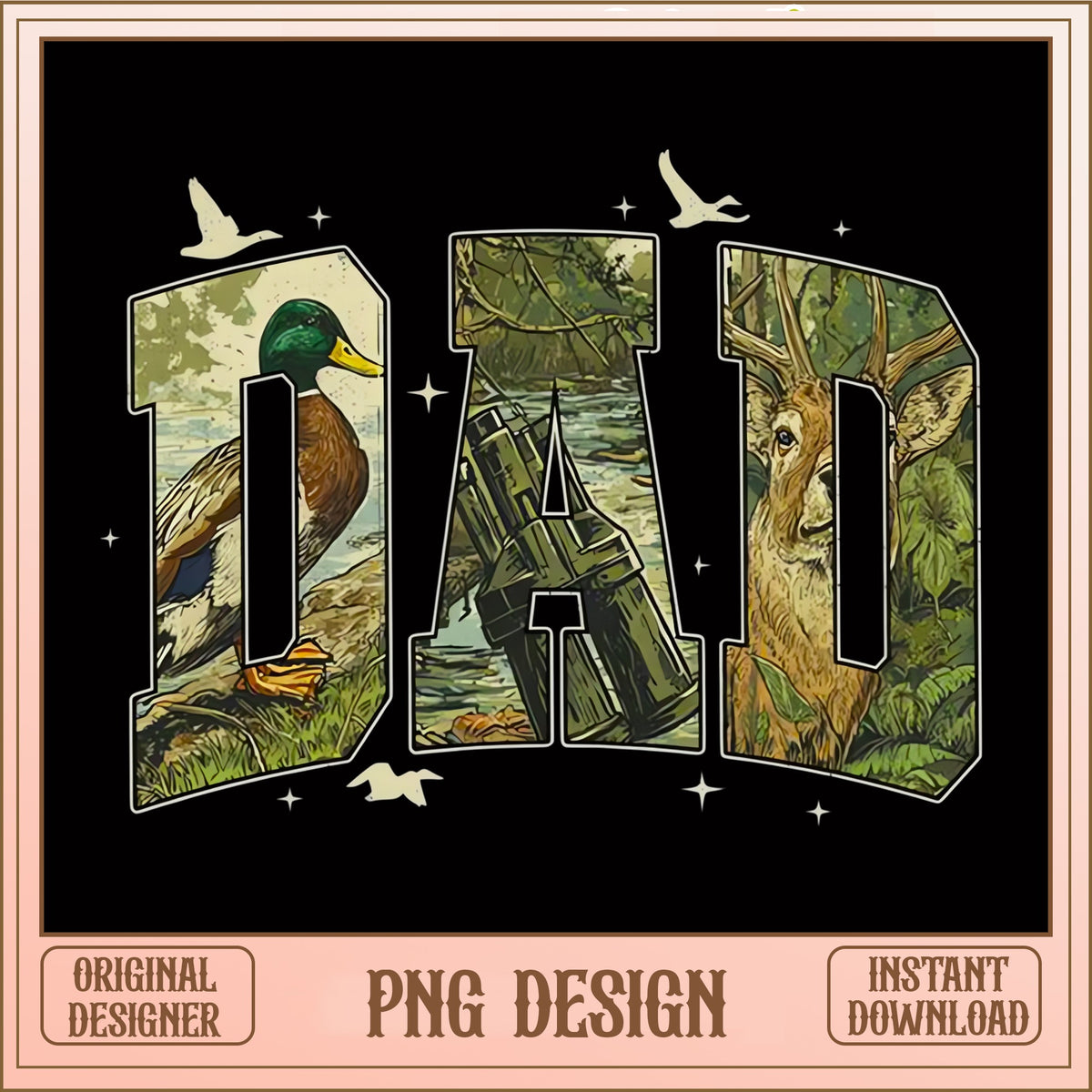 Hunting Dad PNG, Duck Deer Hunter Father's Day PNG, Dad PNG